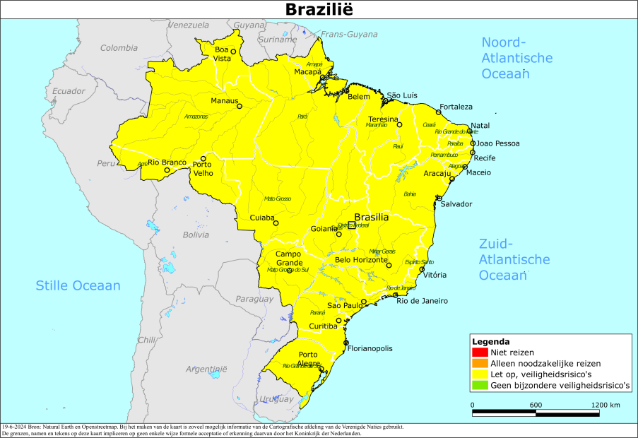 reisadvies kaart Brazilië