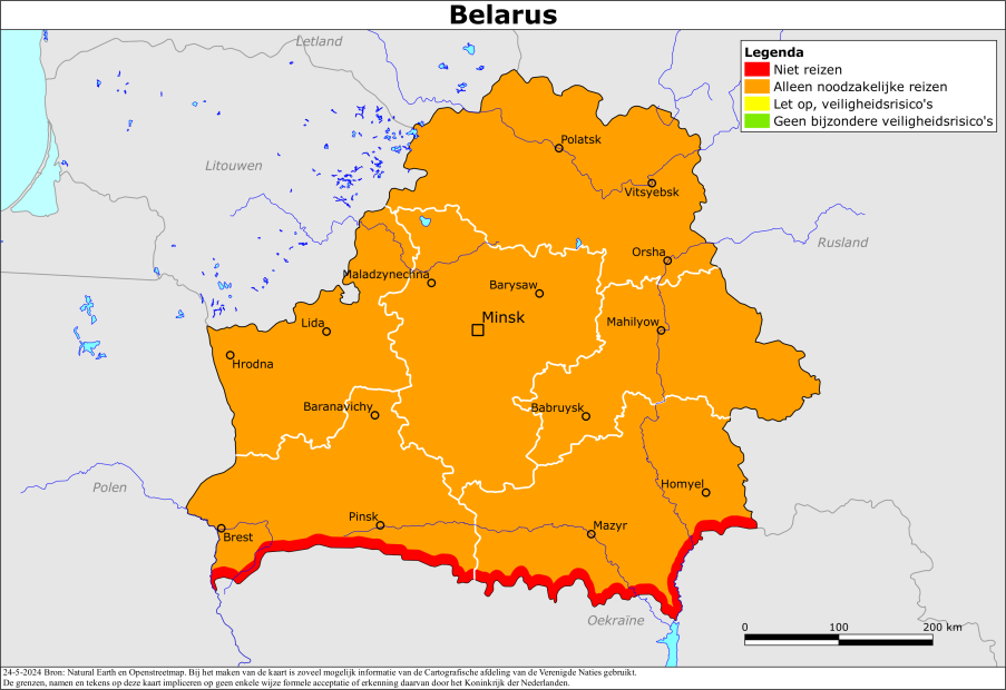reisadvies kaart Belarus