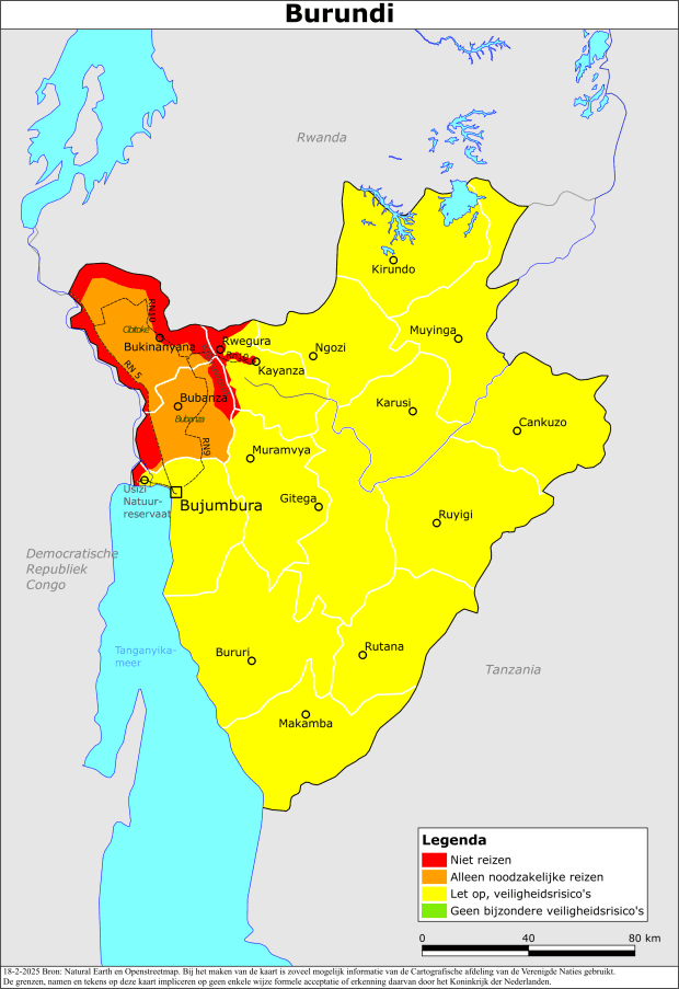 reisadvies kaart Burundi